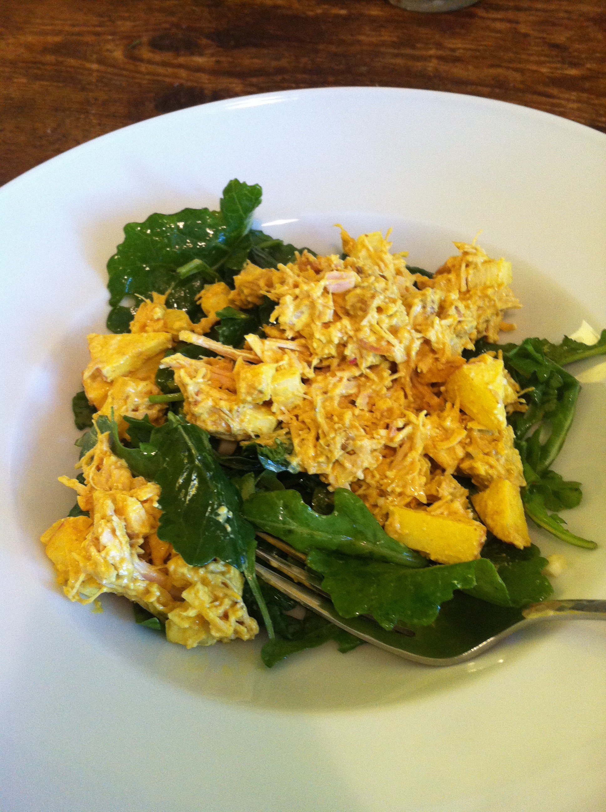 Curry Chicken Salad Over Baby Kale