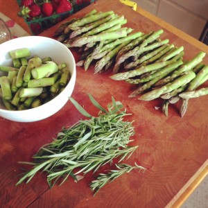 Asparagus pickling in progress