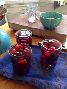 Cherries in Vodka Waiting for lids.