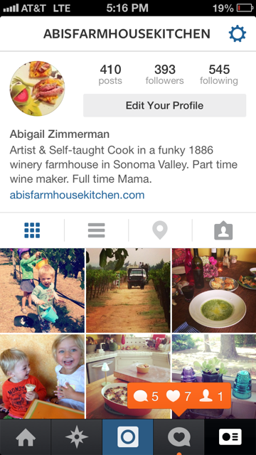 Me on Instagram! Or follow Abi's Farmhouse Kitchen on Facebook -- I'm doing lots of pictures and easier recipes than a full blog warrants.