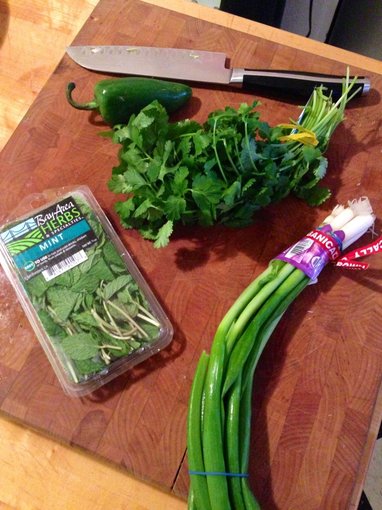 Ingredients for the Green Garnish Mix